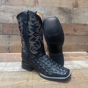 Men's WESTERN COWBOY RODEO Crocodile Print Genuine Leather Square Toe Boots 720